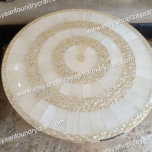 Selenite & Mother of Pearl Table Top: Handmade Sun Burst Gemstone Decor