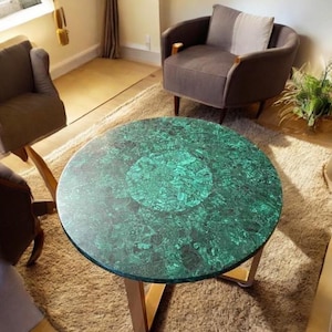 Malachite Round Tabletop | Dining Tabletop | Coffee Tabletop | Counter Tabletop (Customizable)