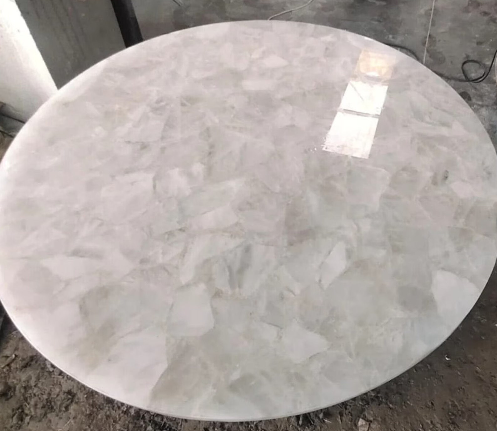 White Quartz Round Center Table Top, Natural Quartz Table Top , Quartz