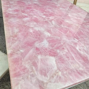Handmade Rose Quartz Tabletop: Customizable Agate Dining or Coffee Table