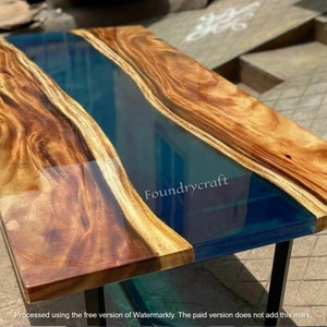 Epoxy Resin Table Top: Ocean Wave Wood Dining Table