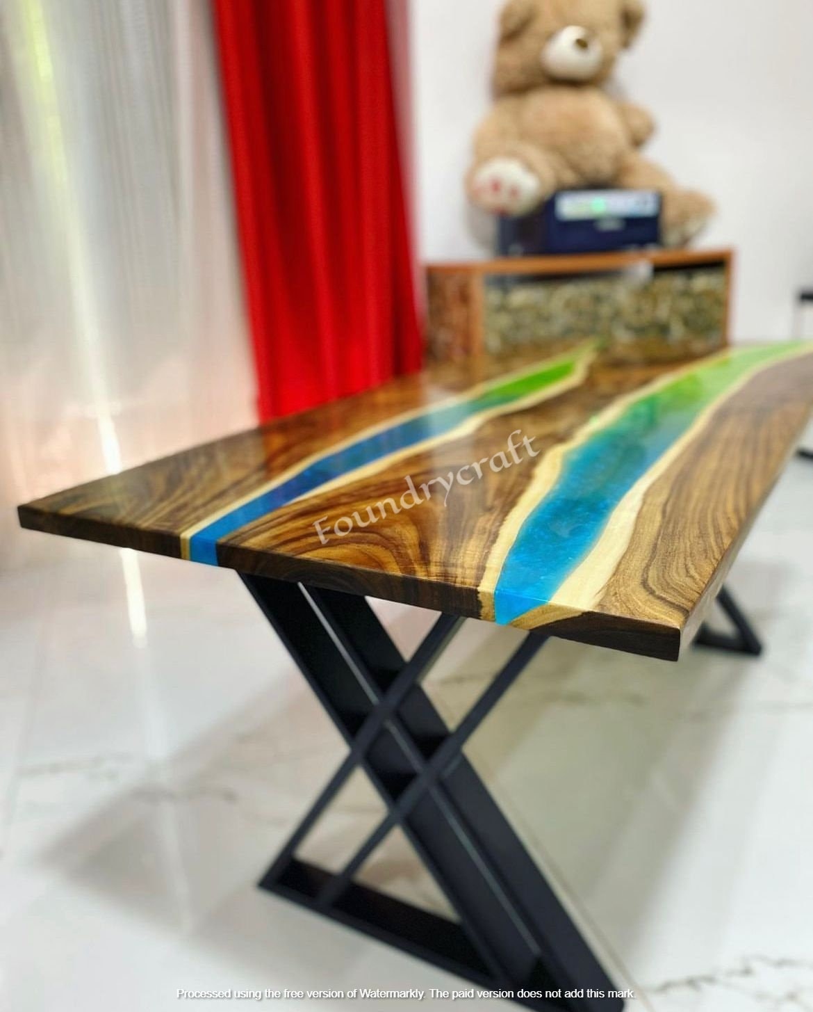 Luxury Epoxy Wooden Dining Table Long Walnut Tables Blue Epoxy - Etsy