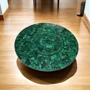 Natural Green Malachite Stone Coffee Tabletop for Home Decor Handmade Furniture