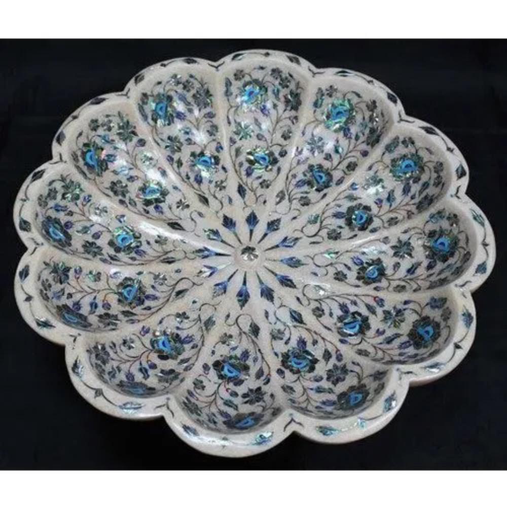 手作りの大理石製フルーツボウル：花柄のパウア貝象嵌アート - Etsy 日本