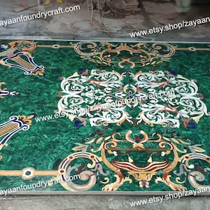 Custom Luxury Green Malachite Inlay Tabletop / Marble Medallion Inlay / Tabletop / Malachite Kitchen Tabletop / Home Decor /