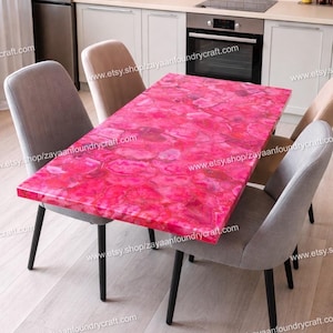 Pink Agate Tabletop, Polished Gemstone Dining, Coffee, Side Table (Customizable)