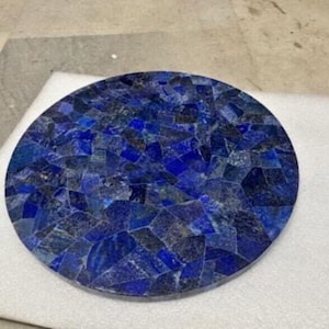 Handmade Lapis Lazuli Round Tabletop: Customizable Dining or Coffee Table