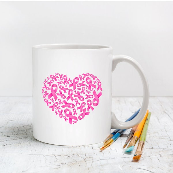 Tasse mug Octobre Rose personnalisée pour soutenir la recherche contre le cancer du sein, Tout les bénéfices seront reversé à la recherche