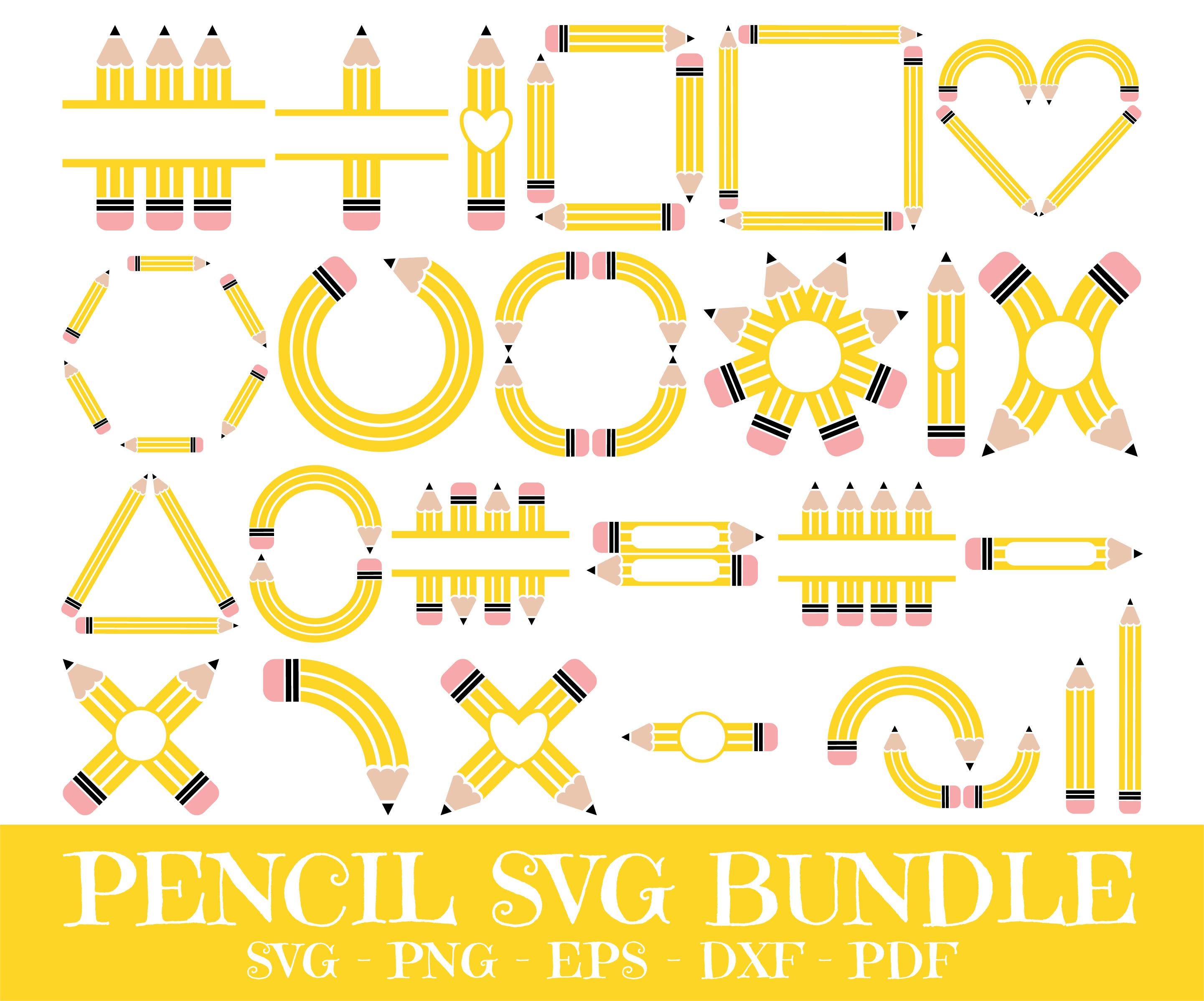 Pencil Svg Bundle, Pencil Silhouette, Teacher Design, School Svg ...