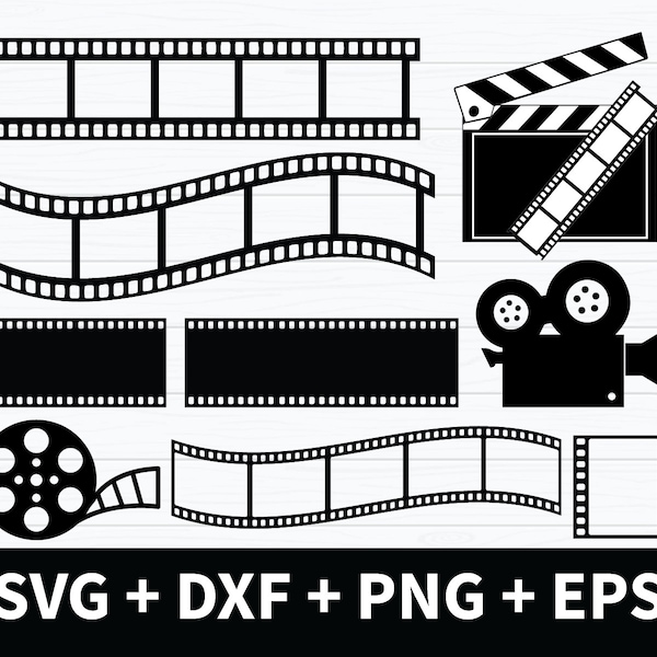 Movie Film Strip svg Bundle, Film Strip Clipart, Film Strip Cricut, Camera Reel Ticket, Negative Film Strips Bundle svg, Digital Download
