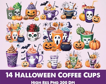 Halloween Coffee Mug png, Coffee Cup png, Coffee Cups png Bundle, Coffee Cup Clipart, Halloween Clipart, Halloween png, Fall Coffee png