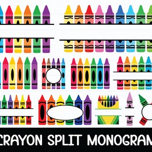 Crayon Monogram svg Bundle, Crayon Wrapper svg, Crayon Set svg, Teacher svg, Crayon svg Bundle, Crayon Split Monogram svg, Digital Download