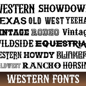 Fuente occidental, Fuente del Salvaje Oeste, Estilo de fuente del Viejo Oeste, Fuentes Cowboy, Fuente Old Western, Fuente Cowboy Western, Fuente Western Script Country
