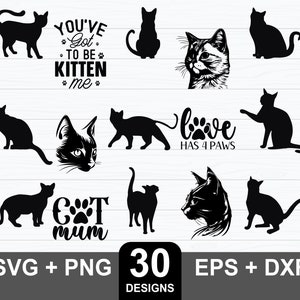 Cat svg Bundle, Cat svg Cut Files For Cricut Bundle, Kitten svg, Cute Cat svg, Cat Clip Art, Cat Vector, Cat Silhouette, Digital Download