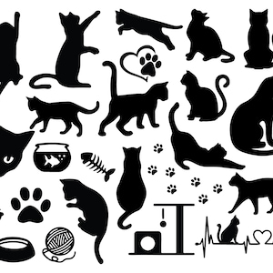 Cat svg Bundle, Cat svg Cut Files For Cricut Bundle, Kitten svg, Cute Cat svg, Cat Clip Art, Cat Vector, Cat Silhouette, Digital Download