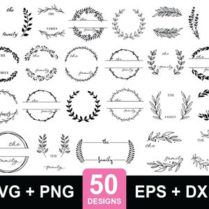 Paquete de svg de marco, paquete de svg de marco decorativo, paquete de svg de monograma de marco, svg de marco personalizado, svg de marco de círculo, paquete de svg de marco de nombre personalizado