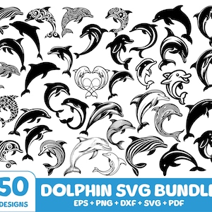 Dolphin svg Bundle, Dolphin Clipart, Dolphin svg, Dolphin Silhouette, Dolphin Cut File, Dolphin Cricut, Digital Download