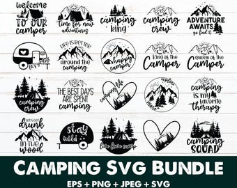 Campingsvg-Bundle, Campingleben-Svg, Camping-Zitat-Svg-Bundle, Camoing Feuer-Svg, Camping-Zelt Silhouette, Lagers-Svg, Camper-Svg, Camp Cricut