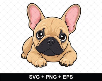 Cute French Bulldog SVG, Frenchie Puppy Cut File, Dog Lover Cricut SVG, Pet Portrait PNG Eps Svg, Instant Download