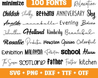 El paquete definitivo de 100 fuentes, paquete de fuentes cursivas, fuentes de escritura, fuentes Canva, fuentes Procreate, fuentes comerciales, fuentes caligráficas