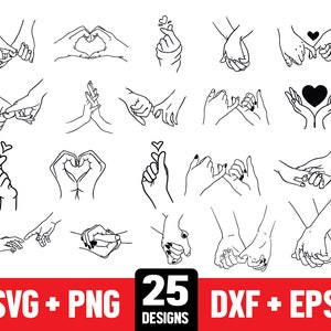 Holding Hands svg Bundle, Holding Hand Cut File, Holding Hand Silhouette, Couple Hands svg For Cricut, Pinky Hold svg, Digital Bundle