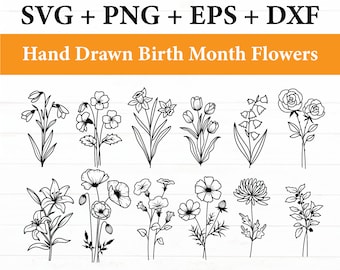 Birth Month svg Bundle, Floral Month svg Bundle, Birth Flower svg, Floral svg, Flower svg, Botanical svg, Daisy svg, Digital Download