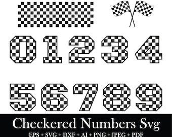Checkered Number svg, Chekered Flag svg, Number svg Bundle, Racing Number svg, Racing Flag svg, Racing Checkered svg, Digital Download