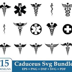 Caduceus svg Bundle, Caduceus Silhouette, Caduceus svg, Nurse svg, Caduceus Symbol svg, Caduceus Clipart svg, Digital Download