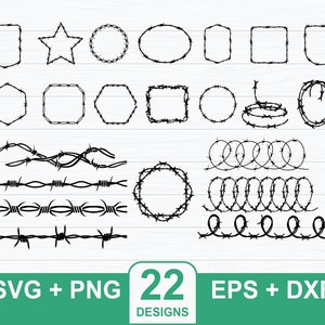 Barbed Wire svg Bundle, Barbed Wire svg, Barbed Wire Silhouette, Barbed Wire Cut File For Cricut, Barbed Wire Frame svg, Digital Download