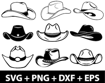 Cowboy Hat svg Bundle, Cowgirl Hat svg Bundle, Southwestern svg, Cowboy Hat Silhouette svg, Country Hat svg Bundle, Hat svg, Cowboy svg