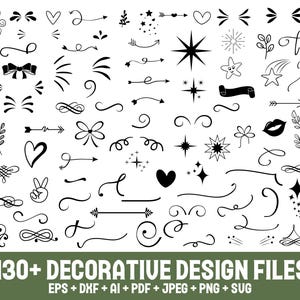 Decorative Elements svg Bundle, Text Divider svg, Flourishes svg, Elements svg Bundle, Ornaments svg, Decorative Elements Cut File