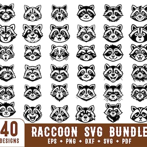 Raccoon svg Bundle, Raccoon Face svg, Raccoon Silhouette, Raccoon Clipart svg, Raccoon Cut File, Raccoon Cricut svg, Animal svg