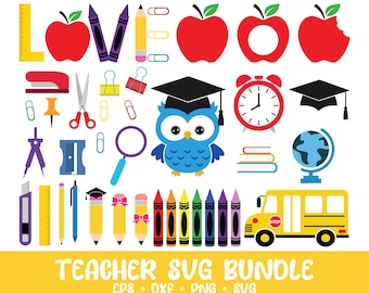 Teacher svg Bundle, Teacher svg, School svg, Teacher Life svg, Teacher Silhouette, Teacher Appreciation, Teacher Quote svg, Back To School