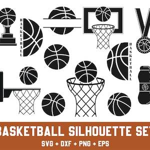 Lot de svg basket-ball, basket-ball Split monogramme svg, svg monogramme de basket-ball, nom personnalisé de basket-ball svg, Silhouette de basket-ball, Cricut