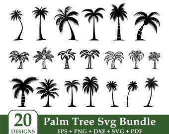 Palm Tree svg Bundle, Palm Tree Silhouette, Tree svg, Tree Silhouette, Palm Tree Clipart, Palm Tree Cricut, Palm Tree Cut File svg