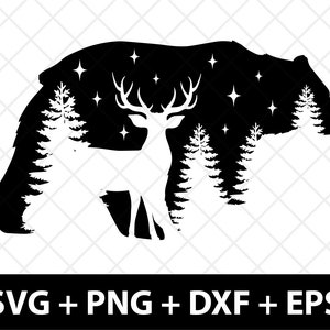 Bear Wildlife svg, Bear Vector File For Silhouette, Cut File For Cricut, Bear Life svg, Deer svg, Forest svg, Bear svg, Digital Download