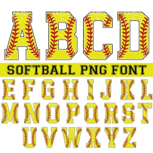 Fuente de softbol png, Alfabeto de softbol angustiado png, Alfabeto del equipo de softbol png, Mamá Softbol png, Letras universitarias, Descarga digital