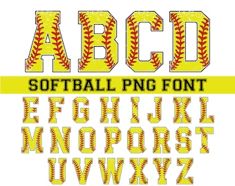 Softball Font png, Distressed Softball Alphabet png, Softball team Alphabet png, Mom Softball png, Varsity Letters, Digtal Download