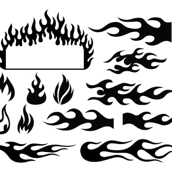 Flame SVG Bundle for Cut files Project, Flame Clipart, Flame Silhouette, Flame PNG Bundle, Digital Download, Instant Download SVG Bundle