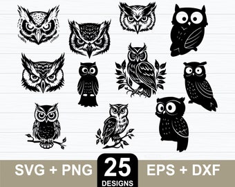 25 Paquete de búho svg, Búho Cricut, Búho svg, Búho svg Paquete, Búho floral svg, Vector de búho, Silueta de búho, Cricut de búho, Archivo de corte de búho, Mandala de búho