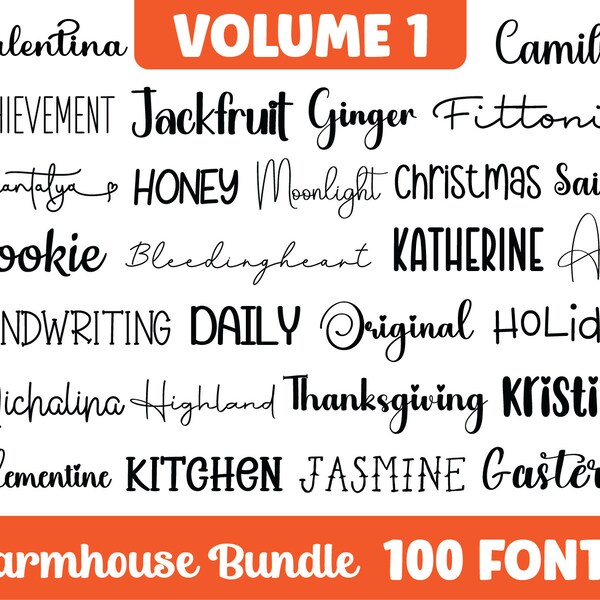 The Ultimate 100 Farmhouse Fonts Bundle, Cursive Font Bundle, Script Fonts, Canva Font, Procreate Fonts, Commercial Fonts, Calligraphy Font