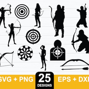 Bogenschießen SVG Bundle, Bogenschütze SVG Bundle, Bogen und Pfeil SVG Bundle, Jäger SVG, Jagd SVG, Bogenschütze Silhouette, Bogen Jagd SVG Bundle