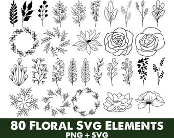 Flower svg Bundle, Flower Cut File svg, Flowers Cricut, Floral Elements svg, Round Flower svg, Floral Circle svg, Digital Download