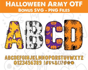 Halloween Font png, Font svg, Halloween Alphabet svg, Halloween Day Font png, Halloween Custom Name Doodle Alpha Bundle, Halloween Clipart