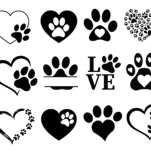 Heart Paw svg Bundle, Paw Print svg Bundle, Dog Paw svg, Custome Heart Paw svg, Dog Paw Cut File For Cricut svg, Paw svg, Digital Download