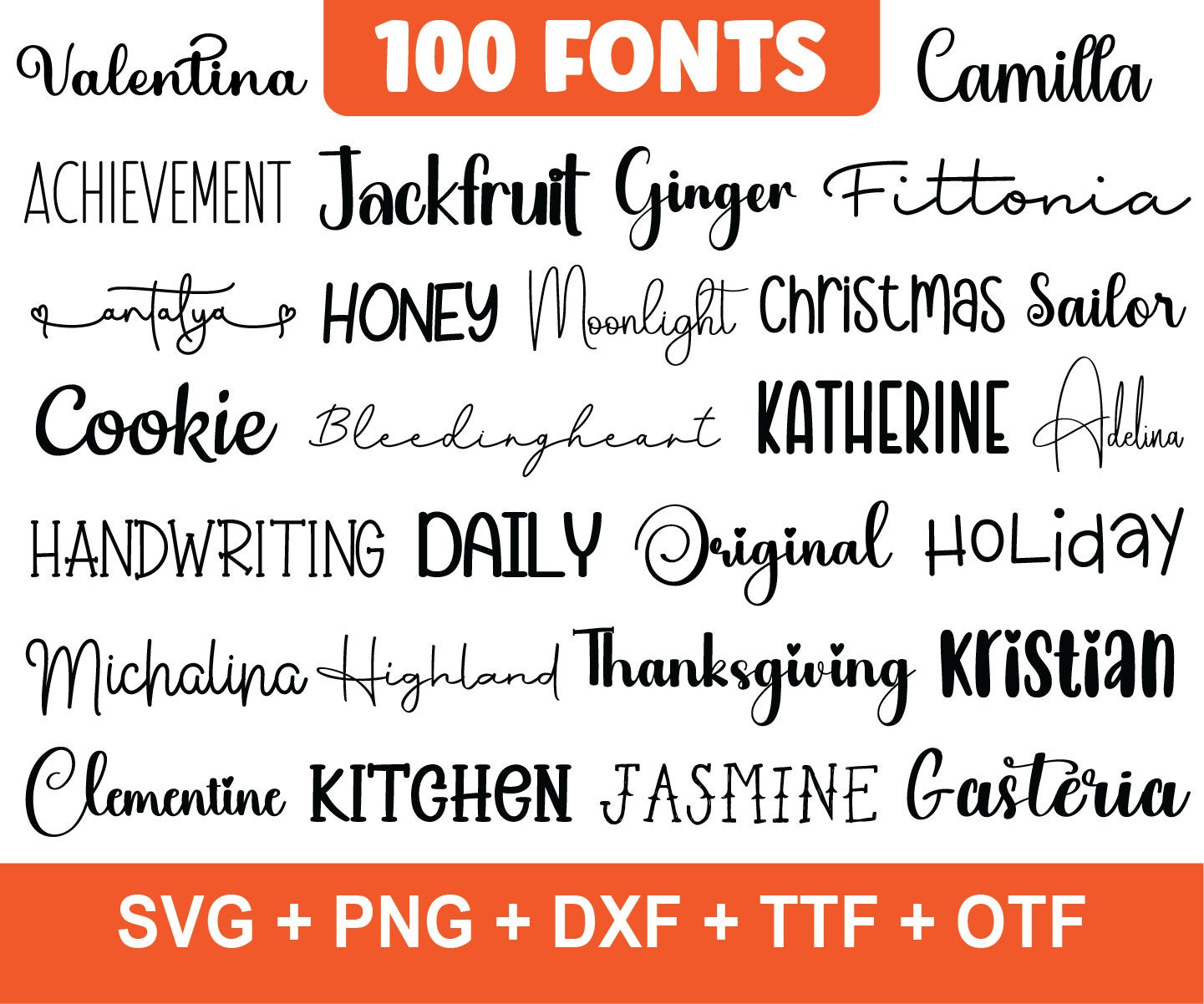 The Ultimate 100 Farmhouse Fonts Bundle â Cursive, Script, Calligraphy, Canva & Procreate Commercial Set