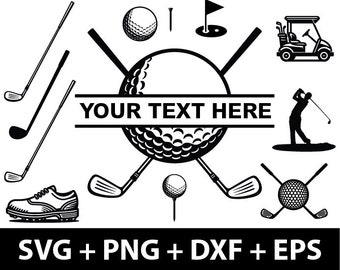 Pakiet Golf svg, Golf Split Monogram svg, Golf Monogram svg, Golf Custom Name Frame, Golf Ball svg, Pliki do cięcia dla Cricut i Silhouette svg