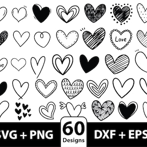 Herz svg Bundle, Doodle Herz Bundle svg, Offenes Herz svg, Valentine Herz svg, Hand gezeichnetes Herz svg, Herz Cut Files, Herz Silhouette svg