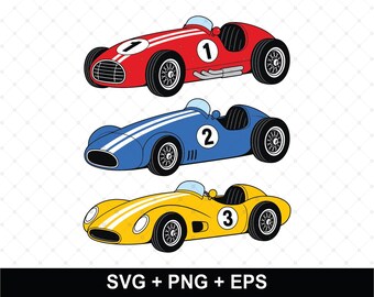 Vintage Race Car SVG, Retro Racing Car Cut File, Classic Formula Car SVG, Kids Racing Cricut File, Png Eps Svg Silhouette, Instant Download