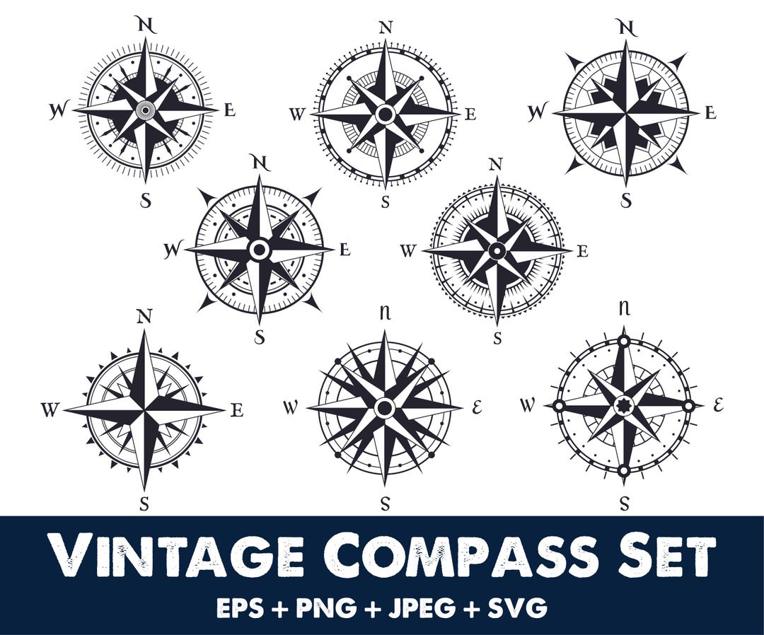 Compass Svg Bundle, Compass Set Collection Svg, Vintage Compass Set Svg ...